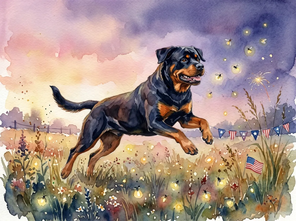 Rottweiler watercolor calendar month 7